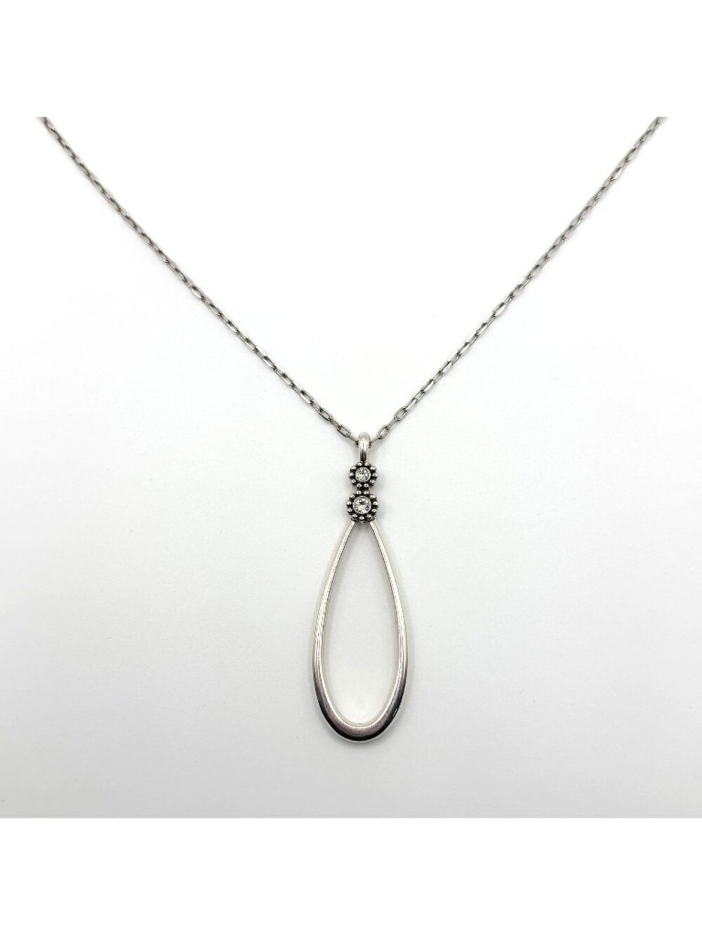 Brighton Twinkle Loop Linx Convertible Silver Teardrop Pendant Necklace